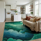 Mystic Emerald Cloudscape Night Scene Rug - Living Room View