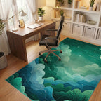 Mystic Emerald Cloudscape Night Scene Rug - Office View