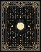 Mystical Black Gold Ornate Moon Rug - Cutout View