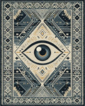 Mystical Blue Eye Tribal Diamond Rug - Cutout View