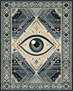 Mystical Blue Eye Tribal Diamond Rug - Cutout View