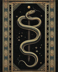 Mystical Gold Serpent Black Celestial Rug - Cutout View