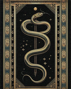 Mystical Gold Serpent Black Celestial Rug - Cutout View