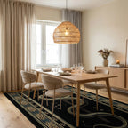 Mystical Gold Serpent Black Celestial Rug - Dining Room View
