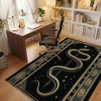 Mystical Gold Serpent Black Celestial Rug - Office View