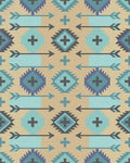 Native Arrow Turquoise Geometric Medallion Rug - Cutout View