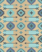 Native Arrow Turquoise Geometric Medallion Rug - Cutout View