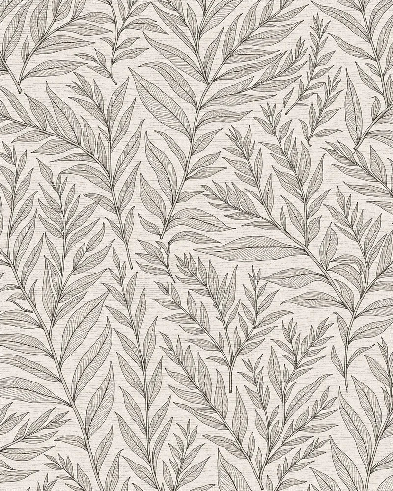 Natural Leaf Line Art Pattern Rug - Cutout View