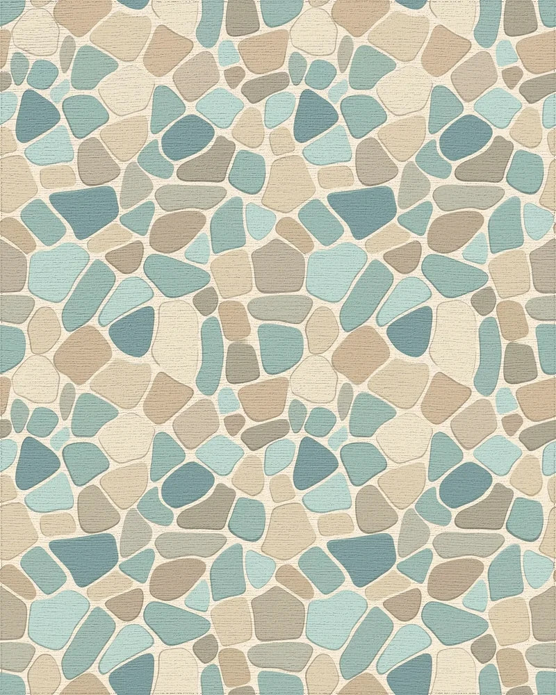 Natural Pebble Mosaic Stone Rug - Cutout View