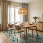 Natural Pebble Mosaic Stone Rug Dining Room View