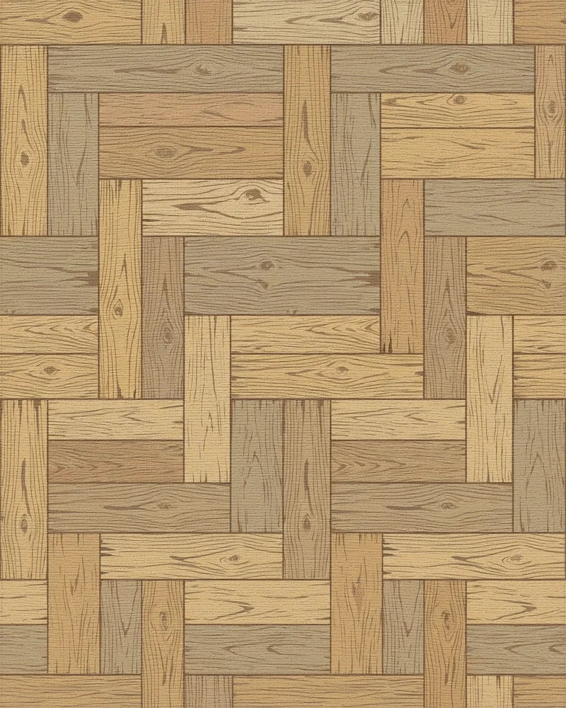 Natural Wood Grain Parquet Rug - Cutout View