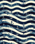 Nautical Anchor Wave Abstraction Rug - Cutout View
