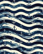 Nautical Anchor Wave Abstraction Rug - Cutout View