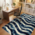 Nautical Anchor Wave Abstraction Rug Office View