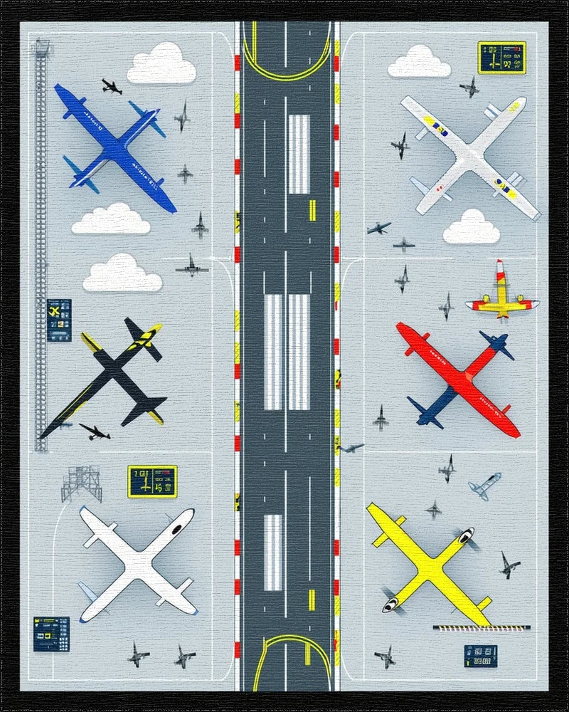 Nautical Aviation Collage Rug - Cutout View