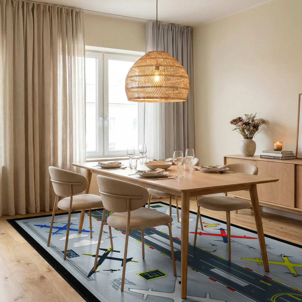 Nautical Aviation Collage Rug - Dining Room View