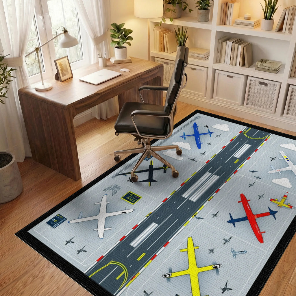 Nautical Aviation Collage Rug - Office View