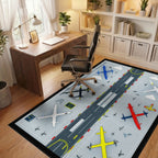 Nautical Aviation Collage Rug - Office View