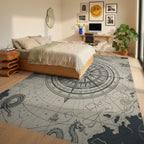 Nautical Compass Map Dragons Rug Bedroom View
