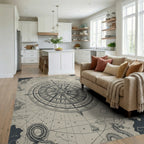 Nautical Compass Map Dragons Rug Living Room View