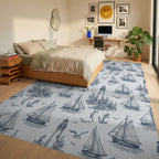 Nautical Lighthouse Sailboat Anchor Collection Rug Bedroom View