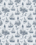 Nautical Lighthouse Sailboat Anchor Collection Rug - Cutout View