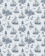 Nautical Lighthouse Sailboat Anchor Collection Rug - Cutout View