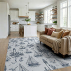 Nautical Lighthouse Sailboat Anchor Collection Rug Living Room View