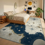Nautical Map And Starfish Design Rug - Bedroom View