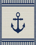 Nautical Navy Anchor Stripe Accent Rug - Cutout View