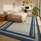 Nautical Navy Anchor Striped Border Rug - Bedroom View