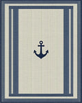 Nautical Navy Anchor Striped Border Rug - Cutout View