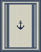 Nautical Navy Anchor Striped Border Rug - Cutout View