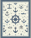 Nautical Navy Anchors Compass Rug - Cutout View