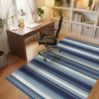 Nautical Navy Blue Striped Comfort Rug Office View