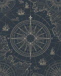 Nautical Navy Compass Rose Ships Rug - Cutout View