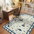 Nautical Navy Sailboats Fish Theme Rug - Office View