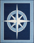 Nautical Navy Starburst Compass Rose Rug - Cutout View