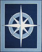 Nautical Navy Starburst Compass Rose Rug - Cutout View