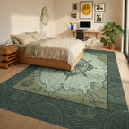 Nautical Old World Compass Chart Rug Bedroom View