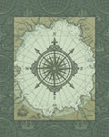Nautical Old World Compass Chart Rug - Cutout View