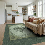 Nautical Old World Compass Chart Rug Living Room View