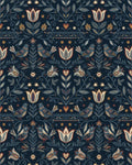 Navajo Blue Folk Floral Bird Medallion Rug - Cutout View