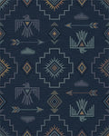 Navajo Blue Thunderbird Arrow Cloud Rug - Cutout View