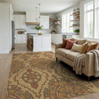 Navajo Compass Medallion Earth Tone Rug Living Room View