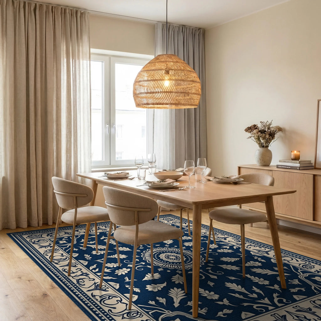 Navajo Inspired Floral Mandala Rug Dining Room View