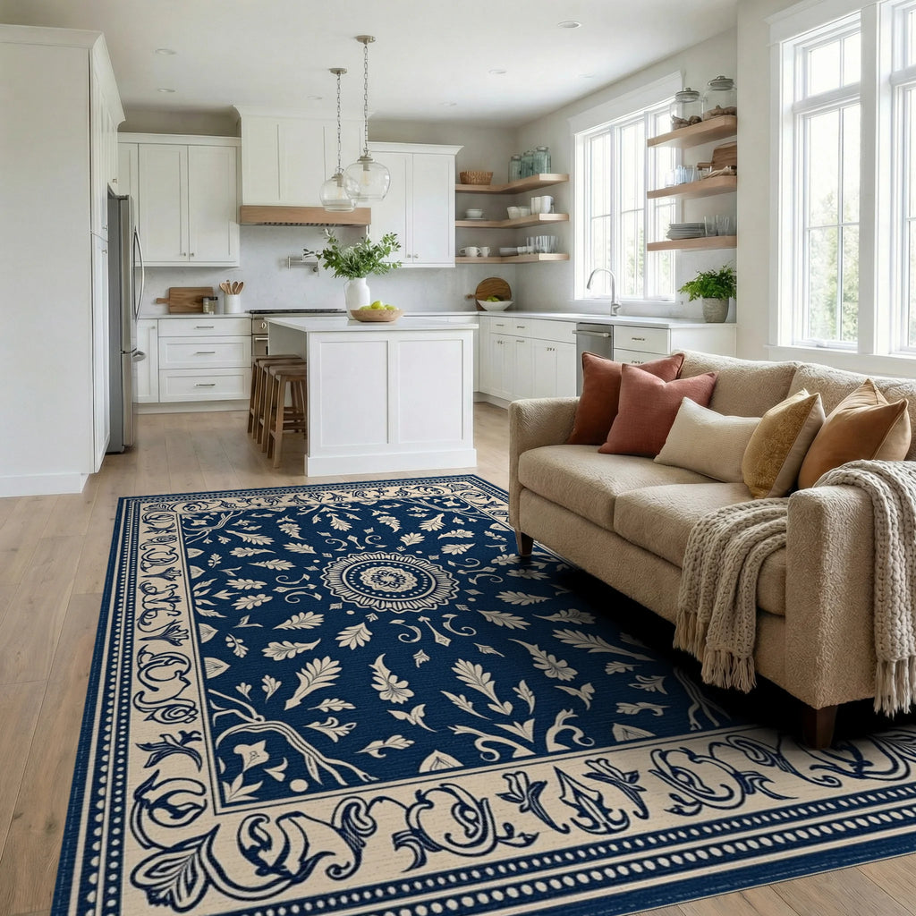 Navajo Inspired Floral Mandala Rug Living Room View