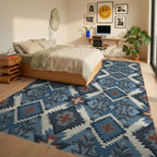 Navajo Inspired Geometric Diamond Rug Bedroom View