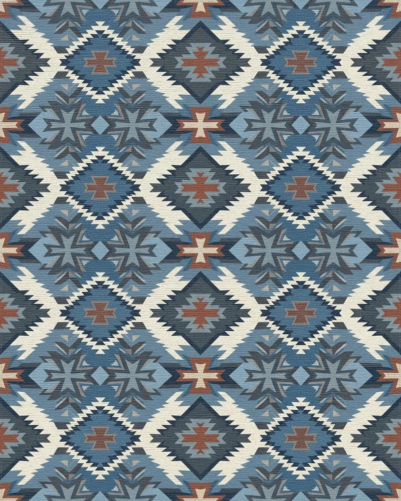 Navajo Inspired Geometric Diamond Rug - Cutout View