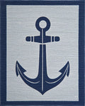 Navy Anchor With Blue Border Rug - Cutout View